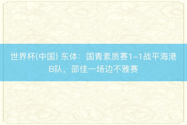 世界杯(中国) 东体：国青素质赛1-1战平海港B队，邵佳一场边不雅赛
