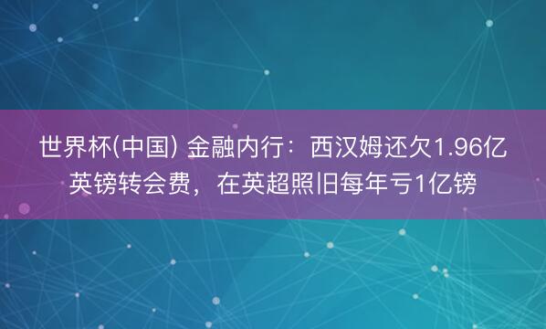 世界杯(中国) 金融内行：西汉姆还欠1.96亿英镑转会费，在英超照旧每年亏1亿镑