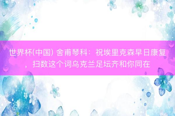 世界杯(中国) 舍甫琴科：祝埃里克森早日康复，扫数这个词乌克兰足坛齐和你同在