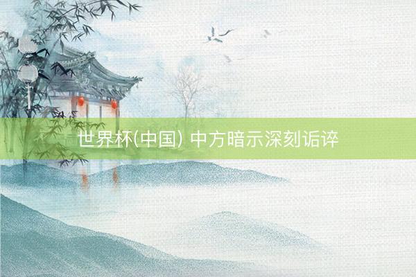 世界杯(中国) 中方暗示深刻诟谇